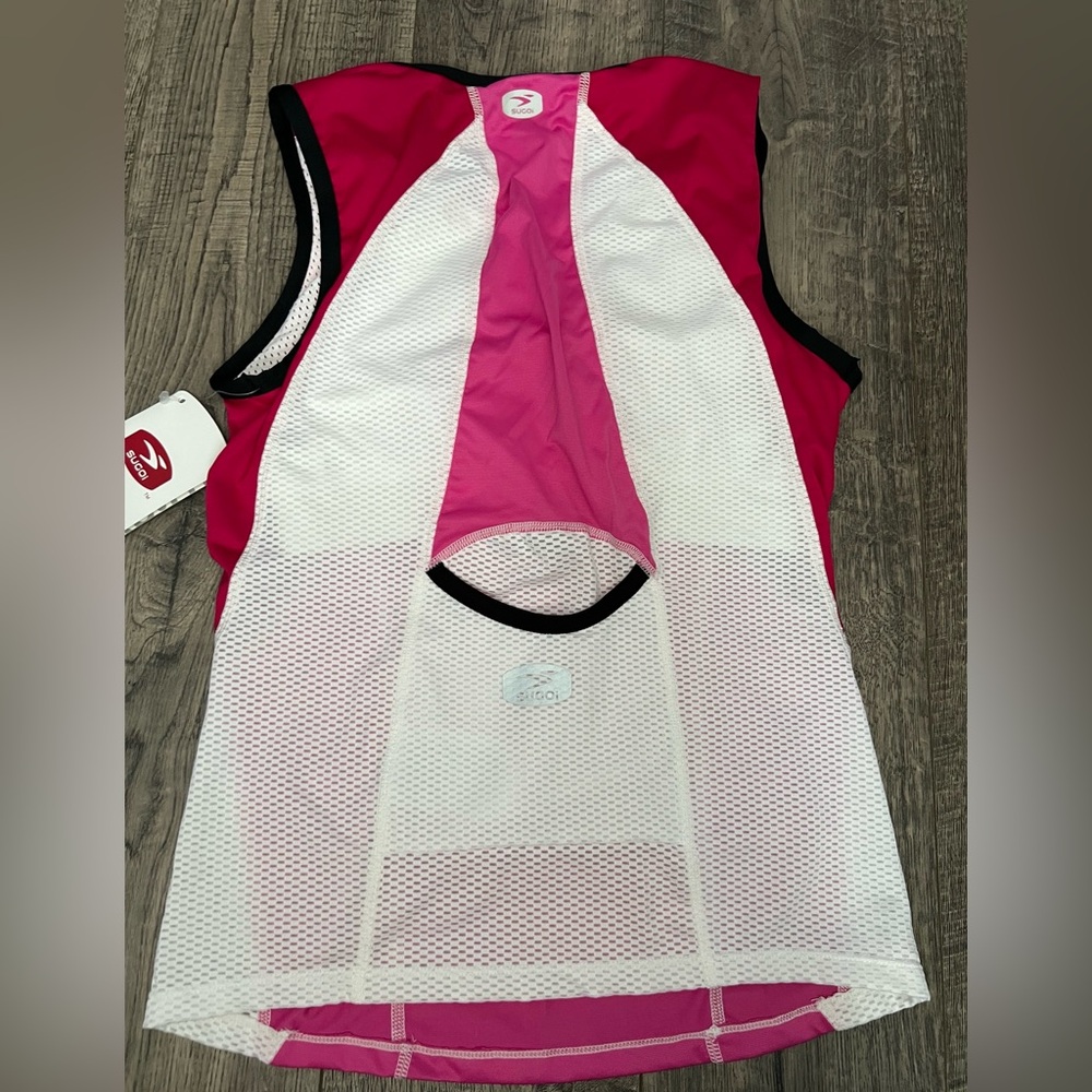 SUGOI Pink and White Triathlon Top with Slimming Design - Picture 3 of 5